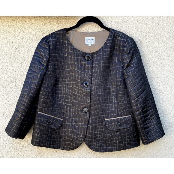 Armani Collezioni Jackets & Blazers - Armani Collezioni Quilted Alligator Print Cropped Jacket 12